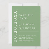 Save The Date Élégant Mariage minimaliste moderne Pistache (Devant)