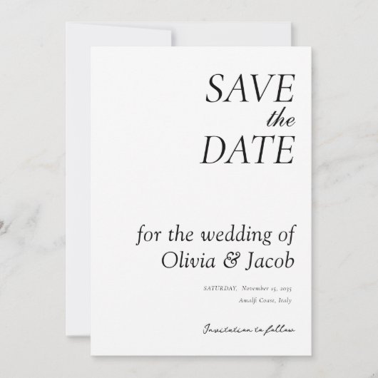 Save The Date Élégant Mariage moderne (Devant)