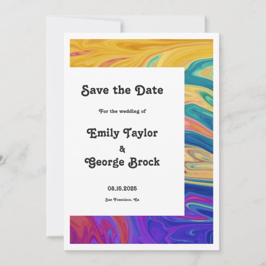 Save The Date Élégant Mariage Moderne Abstrait Sans Couture Colo (Devant)