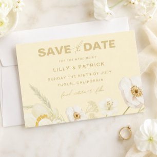 Save The Date Élégant mariage moderne botanique jaune beurre