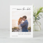 Save The Date Élégant Mariage Moderne Écriture Manuscrite Noir e (Debout devant)