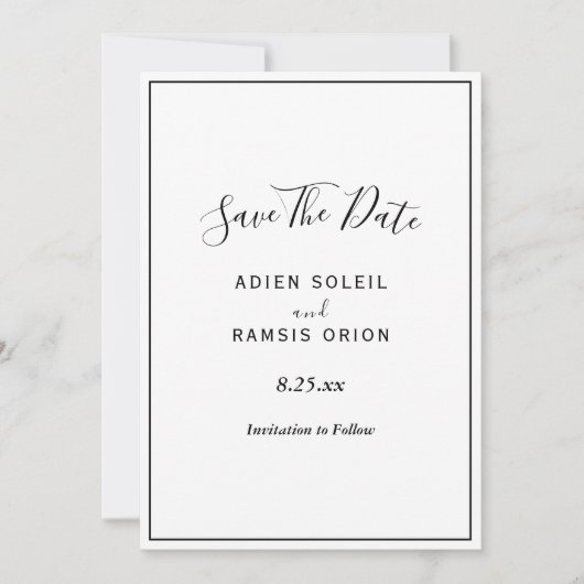Save The Date Élégant Mariage Moderne Enregistrer La Date (Devant)