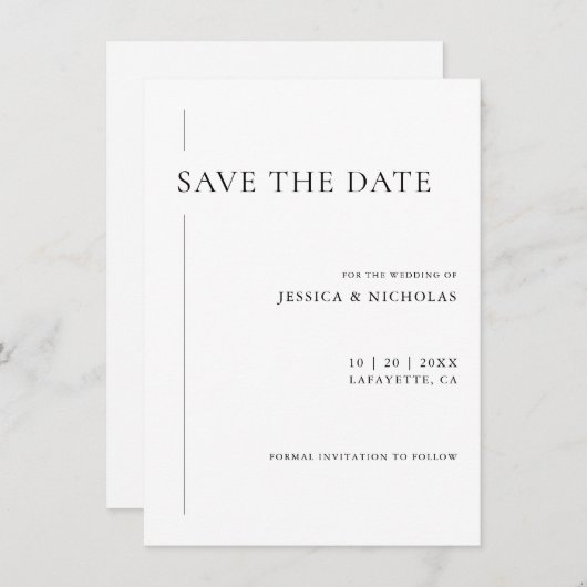Save The Date Élégant Mariage moderne noir & blanc (Devant / Derrière)