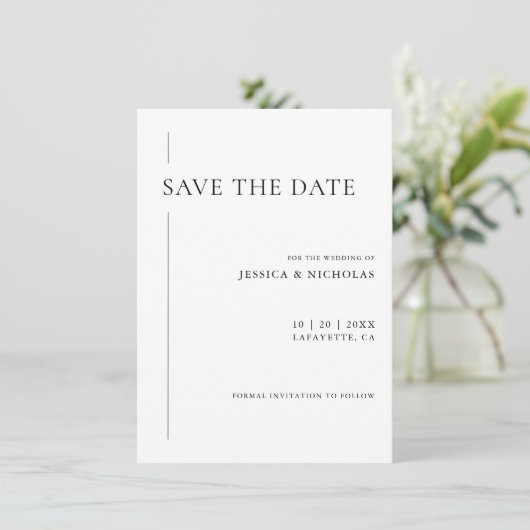 Save The Date Élégant Mariage moderne noir & blanc (Debout devant)