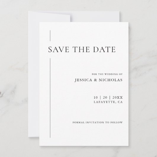 Save The Date Élégant Mariage moderne noir & blanc (Devant)