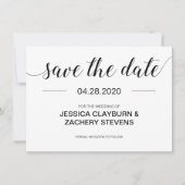Save The Date Élégant Mariage moderne noir et blanc (Devant)