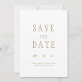 Save The Date Élégant Mariage moderne Or blanc (Devant)