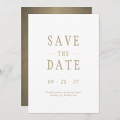 Save The Date Élégant Mariage moderne Or blanc (Devant / Derrière)