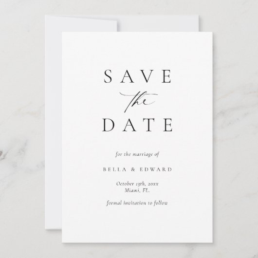 Save The Date Élégant Mariage moderne simple (Devant)