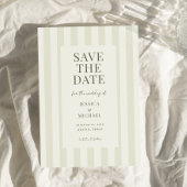 Save The Date Élégant Mariage moderne vert olive rayé