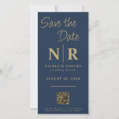 Save The Date Élégant mariage Monogramme Bande photo QR Code (Dos)