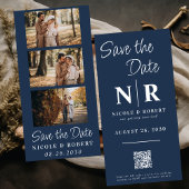 Save The Date Élégant mariage Monogramme Bande photo QR Code