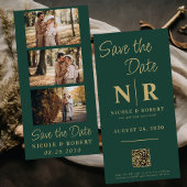 Save The Date Élégant mariage Monogramme Bande photo QR Code