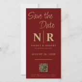 Save The Date Élégant mariage Monogramme Bande photo QR Code (Dos)