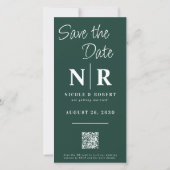 Save The Date Élégant mariage Monogramme Bande photo QR Code (Dos)