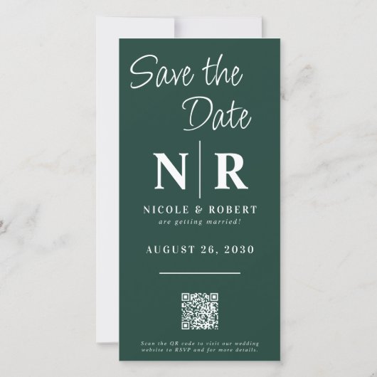 Save The Date Élégant mariage Monogramme Bande photo QR Code (Dos)