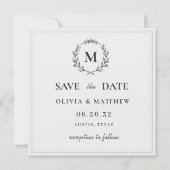 Save The Date Élégant mariage monogramme vert chasseur (Devant)