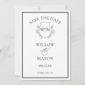 Save The Date Élégant Mariage Monogramme Vintage (Dos)