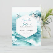 Save The Date Élégant Mariage nautique Cliff (Debout devant)