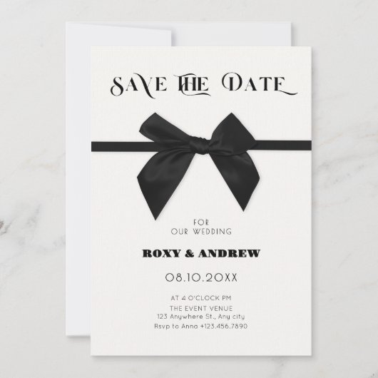 Save The Date Élégant mariage noir (Devant)