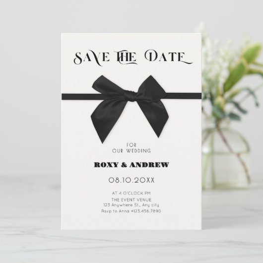 Save The Date Élégant mariage noir (Debout devant)