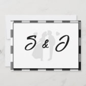 Save The Date Élégant Mariage Noir & Blanc Ruban Gingham (Dos)