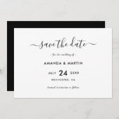 Save The Date Élégant Mariage noir et blanc (Devant / Derrière)