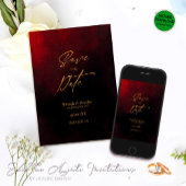 Save The Date Elégant Mariage noir et rouge or