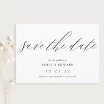 Save The Date Élégant Mariage non photo noir et blanc<br><div class="desc">Conçu sur mesure,  enregistrez la carte datant avec une élégante calligraphie moderne en noir et blanc.</div>