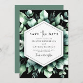 Save The Date Élégant Mariage numérique Eucalyptus (Devant / Derrière)