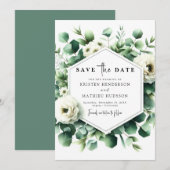 Save The Date Élégant Mariage numérique Eucalyptus Botanique (Devant / Derrière)