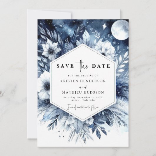 Save The Date Élégant Mariage numérique Lune (Devant)