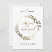 Save The Date Elégant Mariage or et verdure (Devant)