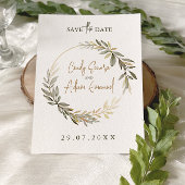 Save The Date Elégant Mariage or et verdure