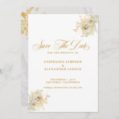 Save The Date Élégant Mariage or Script Floral (Devant / Derrière)