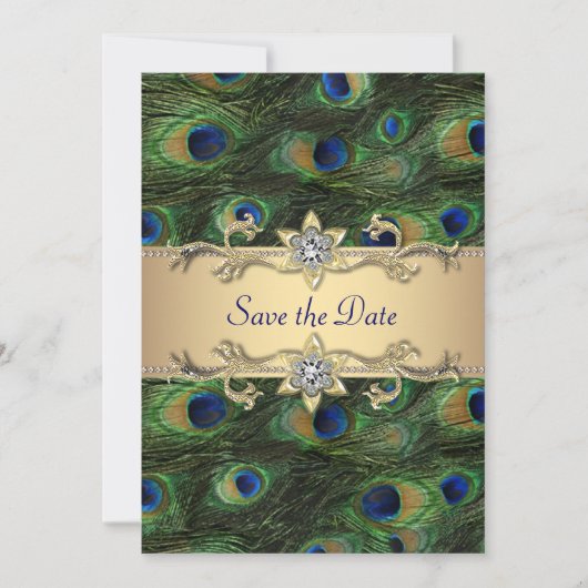 Save The Date Elégant Mariage Peacock Enregistrer La Date (Devant)