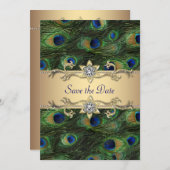 Save The Date Elégant Mariage Peacock Enregistrer La Date (Devant / Derrière)