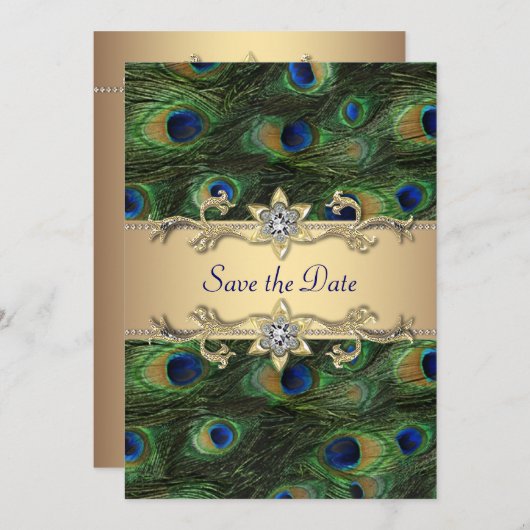 Save The Date Elégant Mariage Peacock Enregistrer La Date (Devant / Derrière)