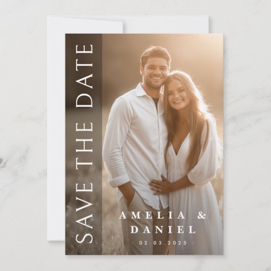 Save The Date Élégant mariage photo à couverture verticale foncé (Devant)