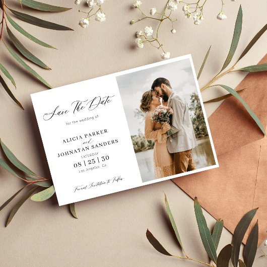 Save The Date Elégant mariage photo chic calligraphie