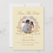 Save The Date Élégant Mariage photo de la couronne végétale (Devant)