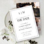 Save The Date Élégant Mariage photo de Monogramme noir et blanc