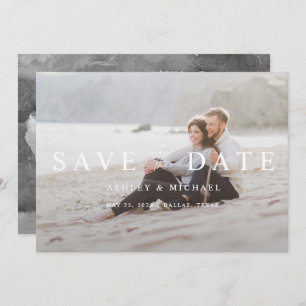 Save The Date Élégant Mariage photo de recouvrement noir et blan