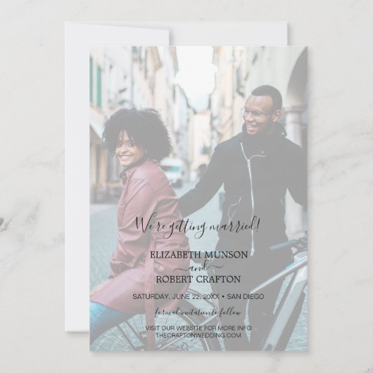 Save The Date Élégant Mariage photo de script blanc (Dos)