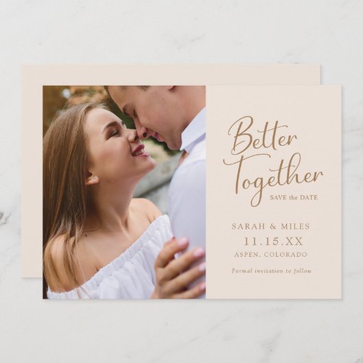 Save The Date Élégant Mariage photo de script moderne (Devant / Derrière)