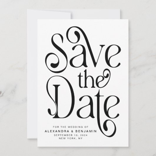 Save The Date Élégant Mariage photo de typographie (Devant)