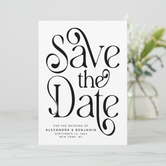 Save The Date Élégant Mariage photo de typographie (Debout devant)