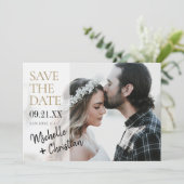 Save The Date Elégant Mariage photo de typographie or (Debout devant)
