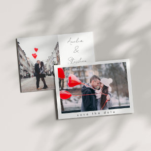 Save The Date Élégant Mariage Photo Deux Écriture Manuscrite