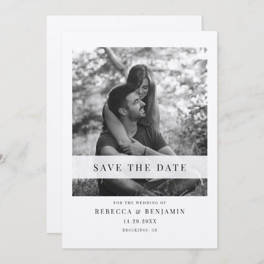 Save The Date Élégant mariage photo Enregistrer la date (Devant / Derrière)
